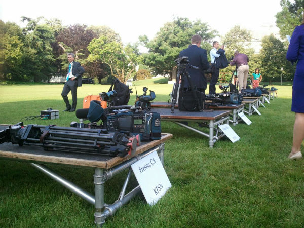Outdoor media setup at the White House for the...